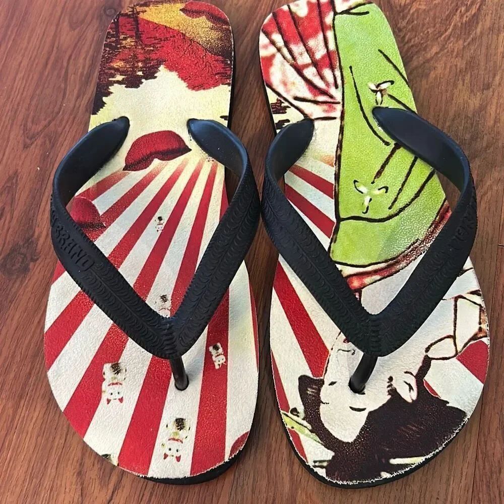 Lucky Brand geisha girl flip-flops black red flip-flops 7